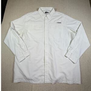Habit Men's 2XL White Long Sleeve Vented Button Front Fishing Shirt Performance